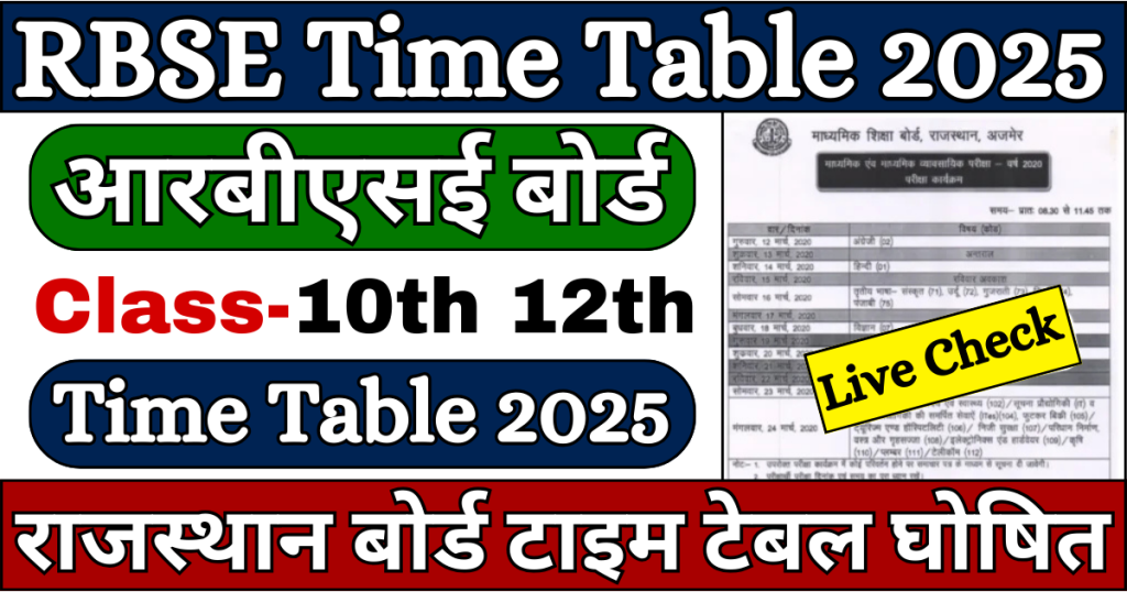 RBSE Board Exam Dates 2025